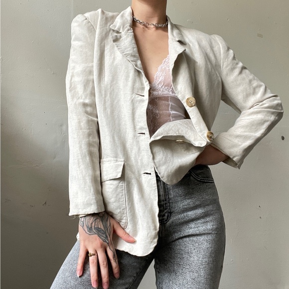 Vintage Jackets & Blazers - Vintage Linen Blazer